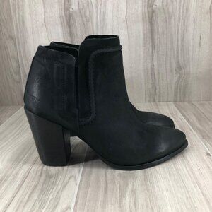 Crevo Ankle Boots Womens 7 Kazzee Black Nubuck Leather Slip On Chelsea Booties